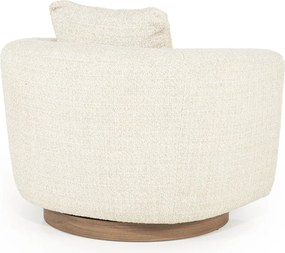 Draaibare Fauteuil Beige Met Walnoot Hout
