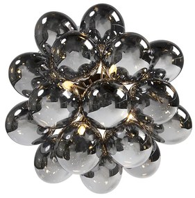Design plafondlamp zwart met smoke glas 4-lichts - Uvas