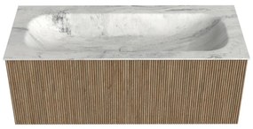 Mondiaz Kurve-dlux 110cm badmeubel dusk met 1 lade en wastafel big medium midden zonder kraangat opalo