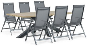 Tuinset 6 personen 220 cm Aluminium/textileen Grijs Hartman Summerland/Azzurro