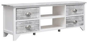 vidaXL Tv-meubel 115x30x40 cm paulowniahout wit en grijs
