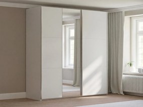 Kledingkast Bristol 242, Wit, 230x180x61cm, 171 kg, Kledingkast deuren: Schuivend