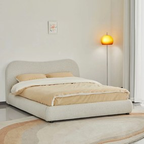 Bedframe Creme Stof Met Organisch Hoofdbord 180x200 Cm