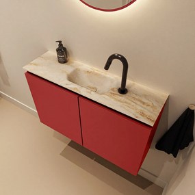 Mondiaz Ture DLux toiletmeubel 80cm fire met wastafel frappe midden met kraangat