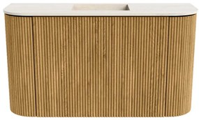 Mondiaz Joya DLux 75cm toiletmeubel ronding links/rechts oak met wastafel faye midden zonder kraangat meli