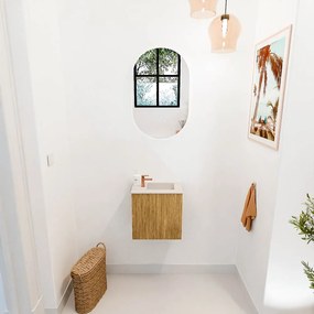 Mondiaz Joya DLux 40cm toiletmeubel oak met wastafel faye rechts 1 kraangat meli