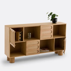 Lage boekenkast in fineereik L165 cm, Cannelo