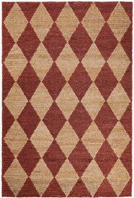 Handgeweven plat juten vloerkleed Effie Diamond