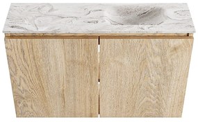 Mondiaz Ture DLux toiletmeubel 80cm washed oak met wastafel glace rechts zonder kraangat