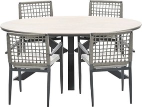 Garden Impressions Burela tuinset 5-delig - Tulli tuintafel 180x115xH75 cm