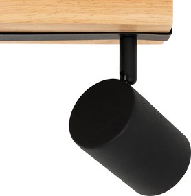 Smart plafondspot zwart met hout 2-lichts draai- en kantelbaar incl. Wifi GU10 50mm - Jeana
