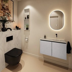 Mondiaz Ture DLux toiletmeubel 80cm plata met wastafel opalo rechts zonder kraangat