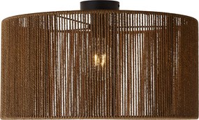 Plafondlamp zwart met bruine papieren kap 50/50/25 - Cyl
