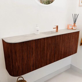 Mondiaz Joya DLux 125cm toiletmeubel ronding links/rechts ruby met wastafel faye midden 1 kraangat ostra