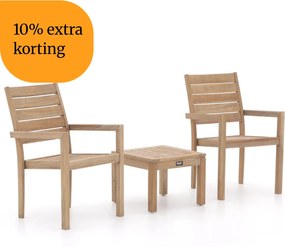+ 10% kassakorting | Bistro- en balkonset ROUGH | 2 personen teakhout | Tuinset stapelbaar | 3-delig | Kees Smit Tuinmeubelen