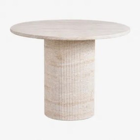 Ronde Eettafel Ø100 Cm In Cement Look Travertin Velia Look Travertino - Sklum