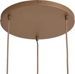 Retro hanglamp donker brons met amber kap 3-lichts - Smokey