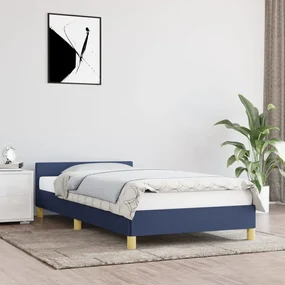 vidaXL Bedframe met hoofdeinde stof blauw 90x190 cm