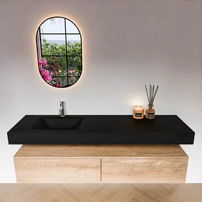 Zaro Alan badmeubel 170cm washed oak 2 lades met vrijhangende wastafel cloud links 1 kraangat urban