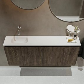 Mondiaz Ture 120cm toiletmeubel dark brown met wastafel talc links geen kraangat