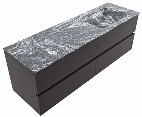 Mondiaz Vica DLux badmeubel 150cm dark grey 4 lades met wastafel lava rechts zonder kraangat