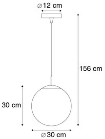 Moderne hanglamp messing met smoke glas 30 cm - Ball Modern, Retro E27 rond Binnenverlichting Lamp