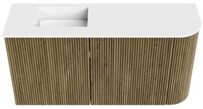 Mondiaz Joya 80cm toiletmeubel ronding rechts dusk met wastafel faye links 1 kraangat talc