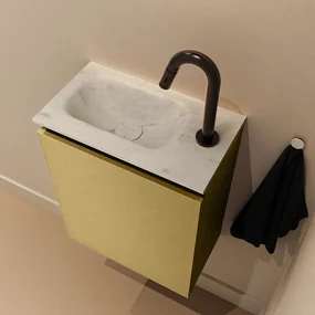 Mondiaz Ture DLux toiletmeubel 40cm oro met wastafel opalo links met kraangat