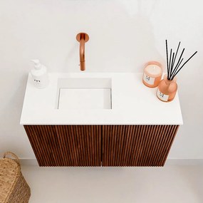 Mondiaz Joya 60cm toiletmeubel ruby met wastafel faye links zonder kraangat talc