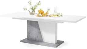 NOBLE NOIR Wit mat/Millium beton – uitschuifbare tafel tot 218 cm, voor 8, 10 personen.