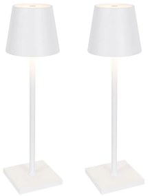 Set van 2 buiten tafellamp wit incl. LED en dimmer oplaadbaar - Janet Modern IP44 Buitenverlichting Lamp