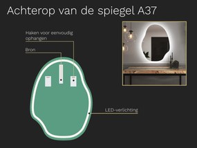Organische LED spiegel met verlichting A37 60×80