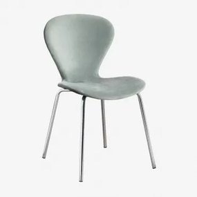 Stapelfauteuil In Fluweel Uit Celadon & Grijs – Chroom - Sklum