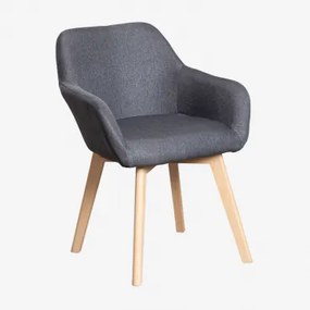 Set Van 2 Gestoffeerde Eetkamerstoelen Met Armleuningen Ervi Antracita - Sklum