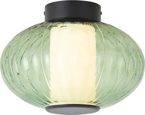 Design plafondlamp zwart 28cm met groen glas incl. LED 3-staps dimbaar - Margherite