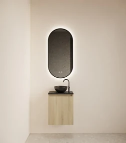 Gliss Design Echo toiletmeubel 40cm evoke eiken met toppaneel zwart mat