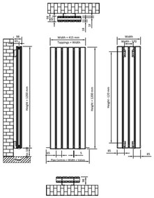 Eastbrook Hadleigh radiator 40x120cm aluminium 1169W zwart mat