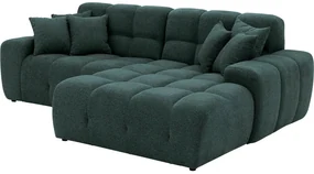 Goossens Excellent Bank Kubus - 30 X 30 Cm Stiksel blauw, stof, 1,5-zits, modern design met chaise longue rechts