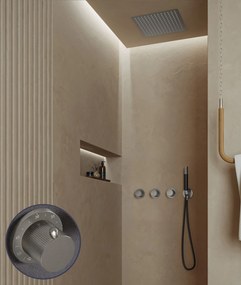 Saniclear Plus Stripes Pro inbouw regendouche met inbouw douchekop 30x30cm en staafhanddouche RVS