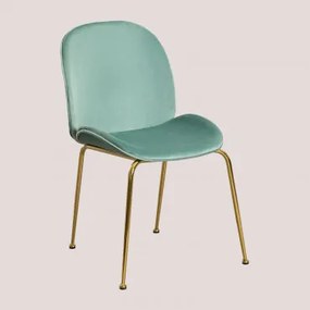 Set van 4 fluwelen stoelen Pary Celadon & Goud - Sklum