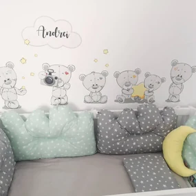 INSPIO Muurstickers - Beertjes boven het bedje met een naam