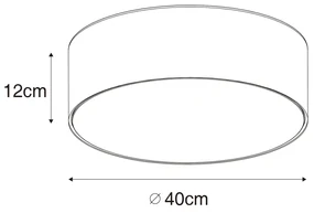 Stoffen Moderne plafondlamp zwart 40 cm met gouden binnenkant - Drum Modern E27 cilinder / rond Binnenverlichting Lamp