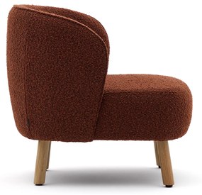 Kave Home Ulit Fauteuil Terracotta Boucle Met Houten Pootjes