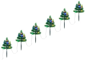 vidaXL Tuinpadkerstbomen 6 st met meerkleurige LED's 45 cm PVC