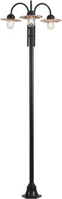 Moderne buitenlamp zwart met koper 235cm 3-lichts IP44 - Kansas