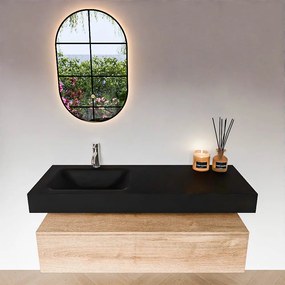 Zaro Alan badmeubel 130cm washed oak 1 lade met vrijhangende wastafel cloud links 1 kraangat urban