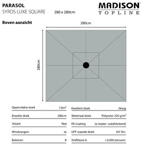 Madison stokparasol Syros luxe ecru 280x280 cm.