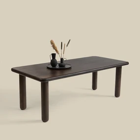 Houten Eettafel Met Ronde Poten 220 Cm - 220 X 100cm.