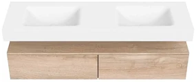 Zaro Alan badmeubel 160cm washed oak 2 lades met vrijhangende wastafel cloud dubbel 2 kraangaten talc