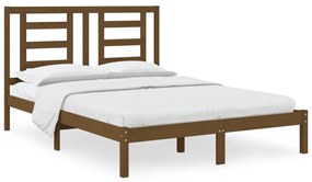 vidaXL Bedframe massief grenenhout honingbruin 135x190 cm 4FT6 Double